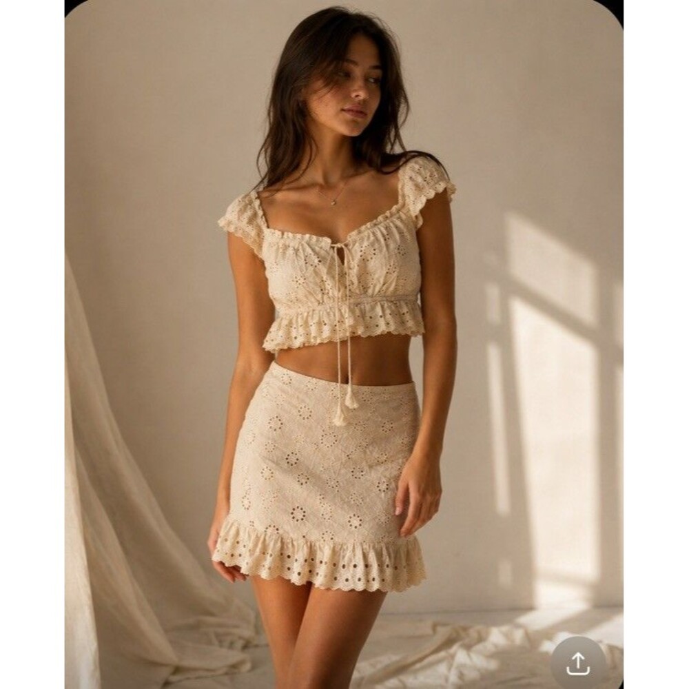 ACG Los Angeles Women's Eyelet Top Skirt Small Milkmaid Cottage Core Coquette